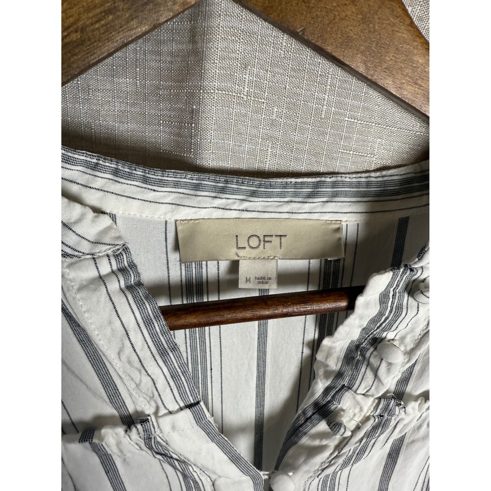 Loft Striped Collared Neck Button Front Blouse Wo… - image 4